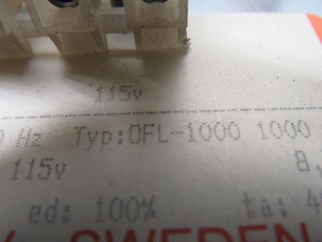 Tramo Type OFL-1000 Transformer 1000VA 460V Pri. 115V SEC  8.7A 50/60Hz