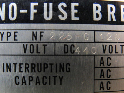 Mitsubishi Electric NF225-G 120 Amp 3 Pole Circuit Breaker W/Auxiliary Switch
