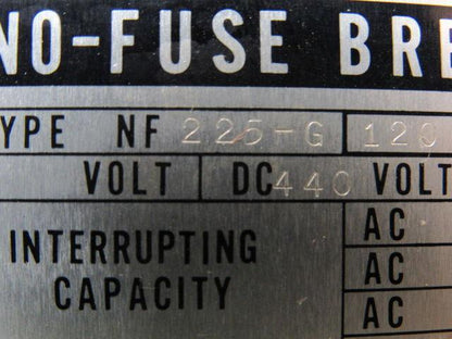 Mitsubishi Electric NF225-G 120 Amp 3 Pole Circuit Breaker W/Auxiliary Switch
