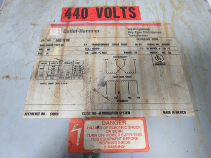 Cutler Hammer S48G11S10N 10KVA Transformer 480 Primary 120/240 Secondary 1Ph