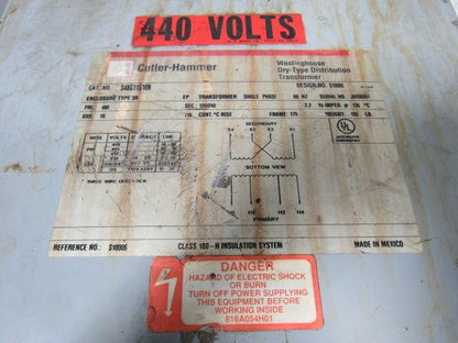 Cutler Hammer S48G11S10N 10KVA Transformer 480 Primary 120/240 Secondary 1Ph