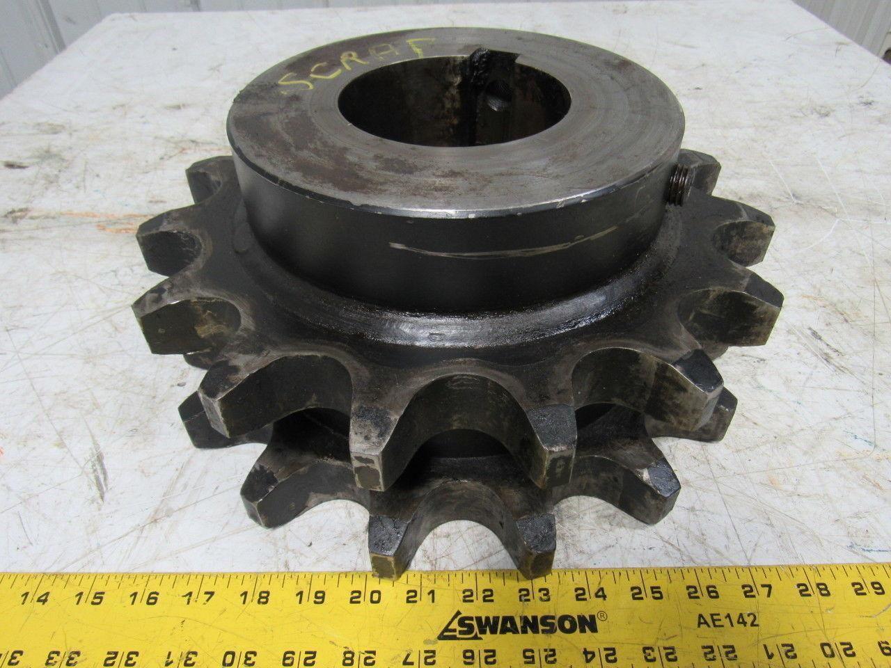 Industrial Art Double Roller Chain Sprocket Steampunk 14" OD 15 Tooth 4-3/8" ID