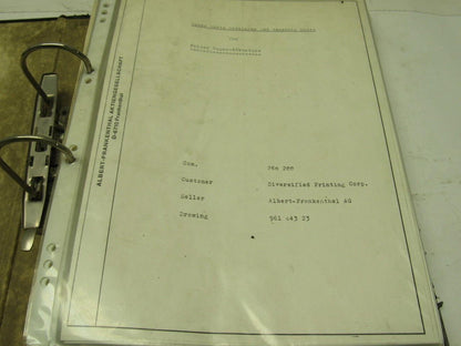 Albert Frankenthal Folder Superstructure Spare Parts Catalogue & Assembly Hints