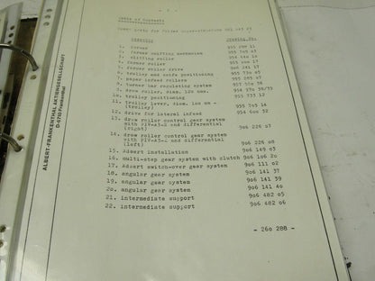 Albert Frankenthal Folder Superstructure Spare Parts Catalogue & Assembly Hints