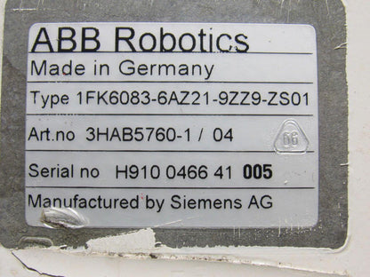 Siemens 1FK6083-6AZ21-9ZZ9-ZS01 AC Electric Servo Motor