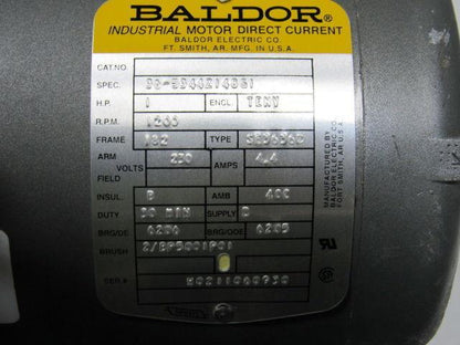 Baldor 1Hp DC Electric Motor 230VDC 182 Frame 1200 RPM