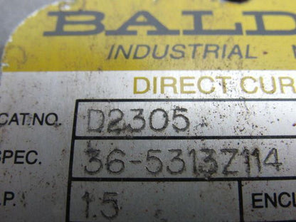 Baldor D2305 1-1/2Hp DC Electric Motor 230VDC 184 Frame 1750 RPM
