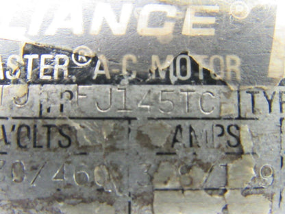 Reliance FJ145TC 3/4 Hp Duty Master AC Motor 230/460 60 Hz. 7/8" Shaft