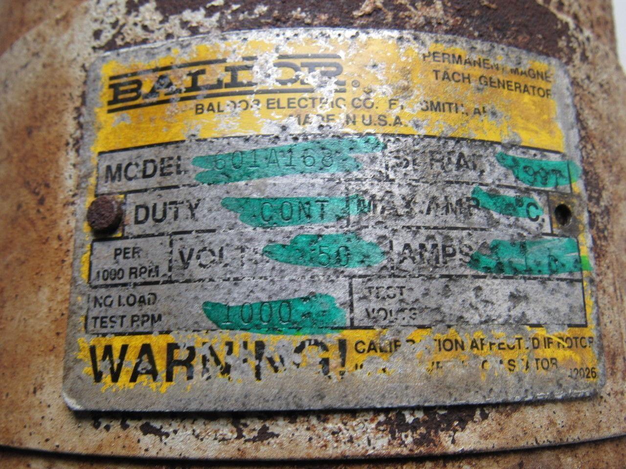 Baldor 601A168 50 VDC DC Tachometer Generator Motor Frame 42