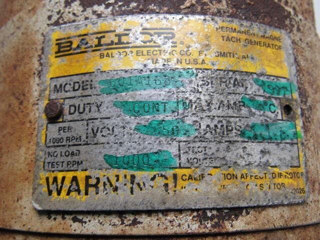 Baldor 601A168 50 VDC DC Tachometer Generator Motor Frame 42