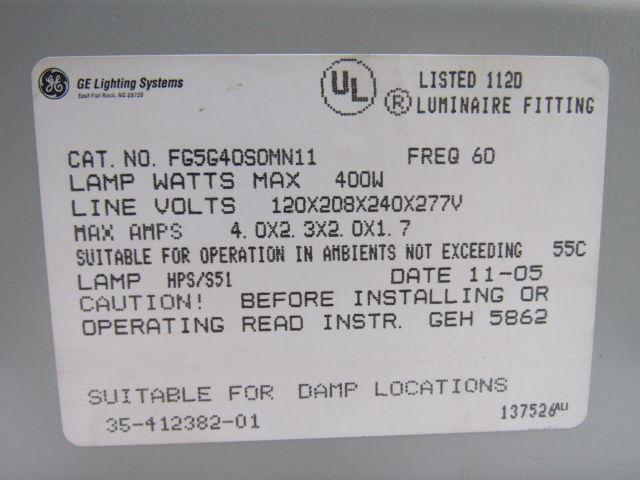 GE General Electric FG5G40S0MN11 400W Luminaire Lighting Ballast HPS 120-277V