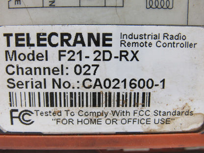 Telecrane F21-2X-RX Industrial Radio Wireless Remote Crane Controller Receiver