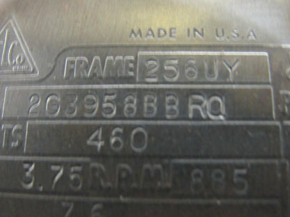 DELCO STEARNS 2G3958BBRQ 3-3/4 & 7-1/2 HP 2 Speed Electric Motor 885&1760RPM