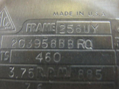 DELCO STEARNS 2G3958BBRQ 3-3/4 & 7-1/2 HP 2 Speed Electric Motor 885&1760RPM