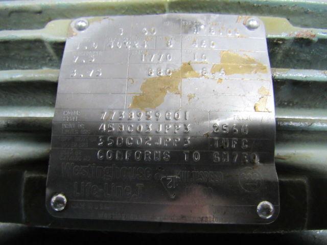 WESTINGHOUSE 7-1/2 / 3-3/4HP LIFELINE T 2 Speed Electric Motor 880/1770RPM 256U