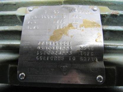 WESTINGHOUSE 7-1/2 / 3-3/4HP LIFELINE T 2 Speed Electric Motor 880/1770RPM 256U
