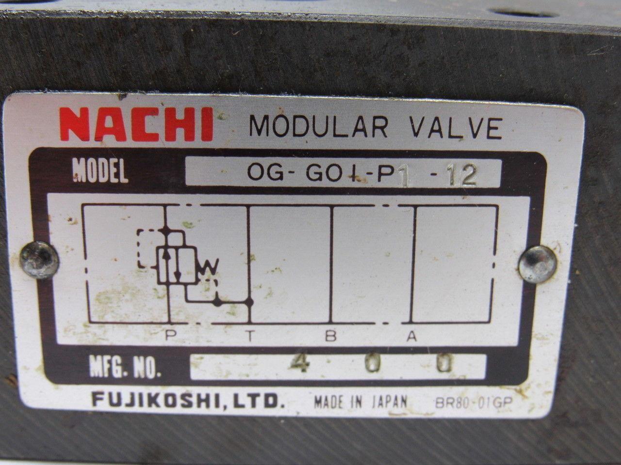 Nachi OG-G01-P1-12 Pressure Control Reducing Modular Valve 10.6-21.2gpm 3571psi