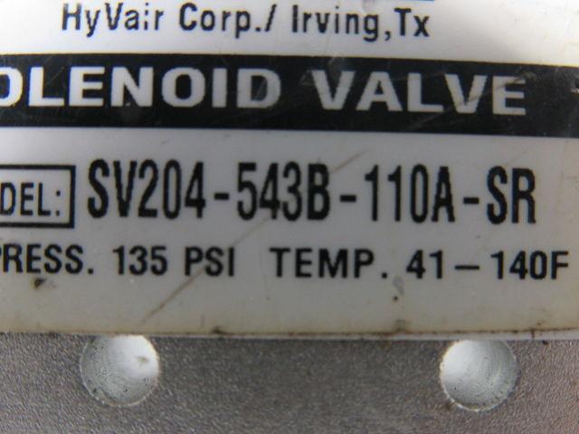 Hyvair SV204-543B-110A-SR Pneumatic Air Valve 110 VAC Solenoid 1/2" Ports