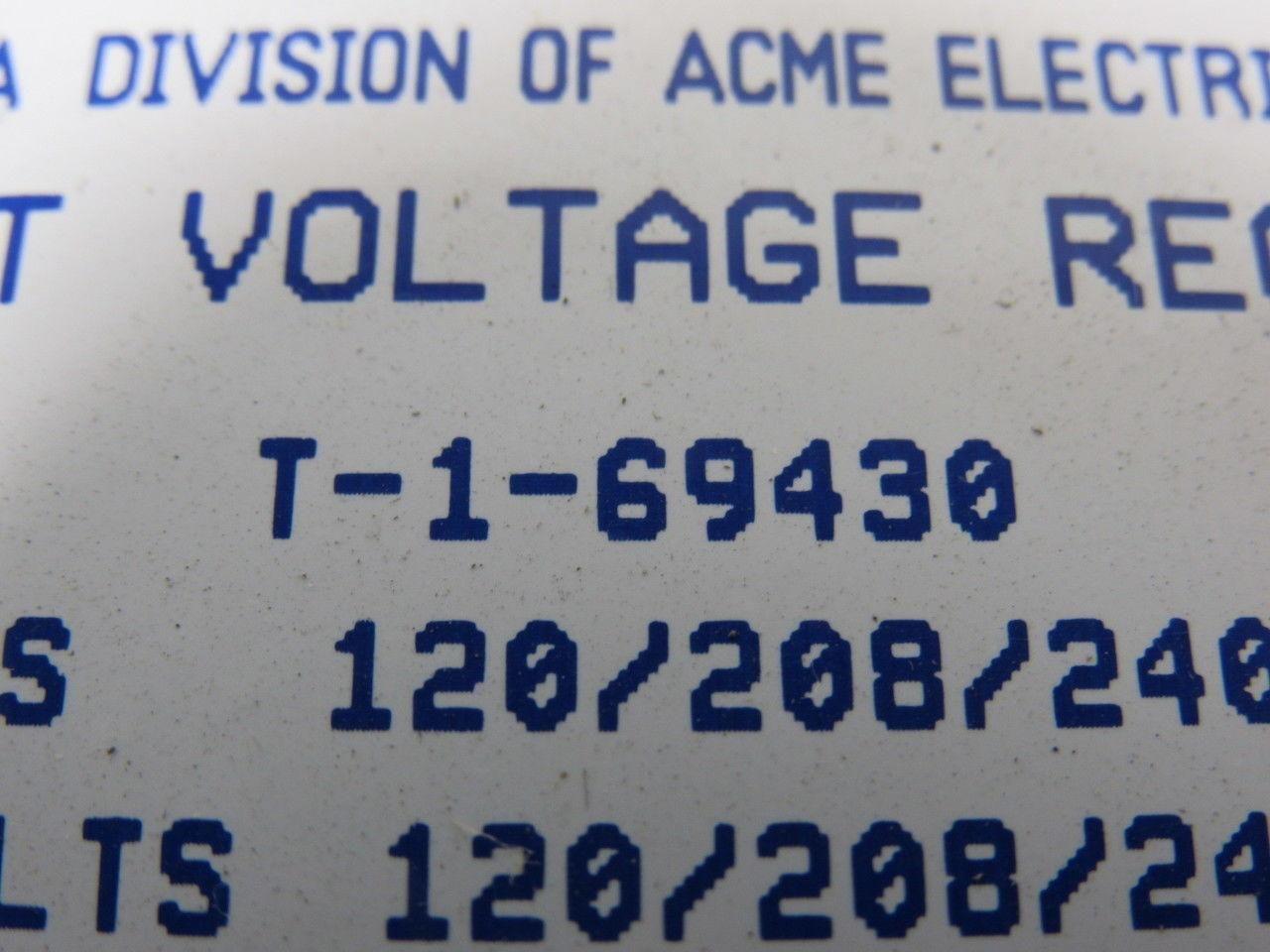 Acme T-1-69430 .250KVA  Constant Voltage Transformer 120-480V Pri 120-240 V Sec