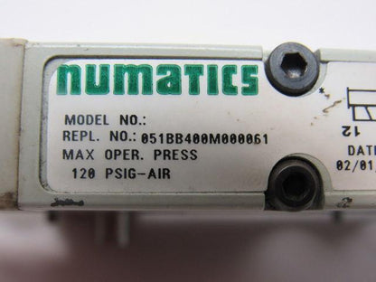 Numatics 051BB400M000061 Pneumatic Air Solenoid Valve 24 VDC W/Manifold Base