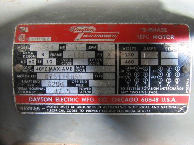 Dayton 3N464 5HP 1740RPM 230/460V 3PH Electric Motor
