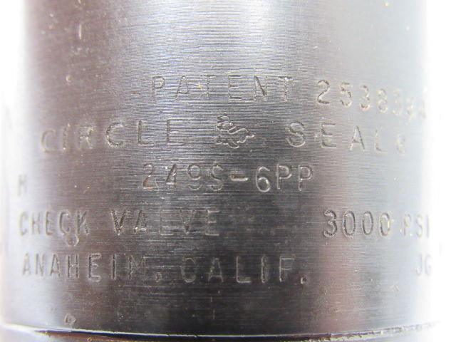 CIRCLE SEAL 249S-6PP 3000 PSI Check Valve In-Line 3/4 NPT