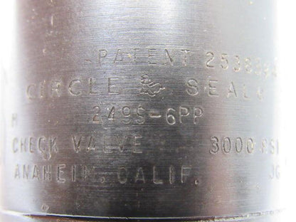CIRCLE SEAL 249S-6PP 3000 PSI Check Valve In-Line 3/4 NPT
