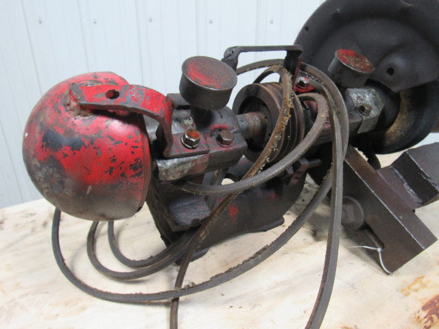 Vintage Steampunk Early Industrial Cast Iron Bench Grinder 10"