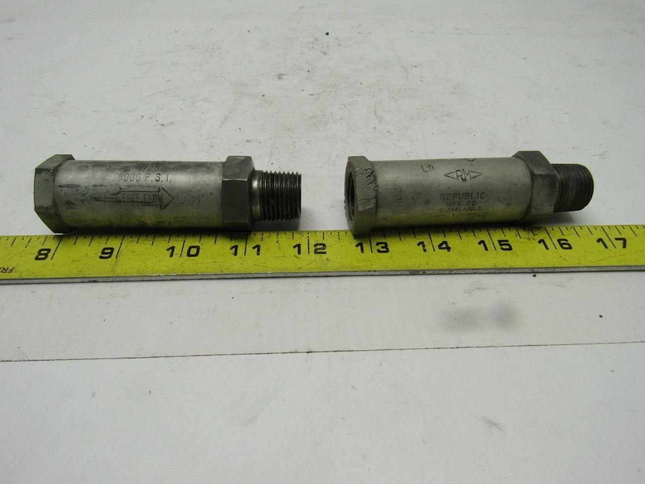 REPUBLIC 452-1/2S2-6 5000PSI Check Valve 1/2" M&F Ends Lot/2