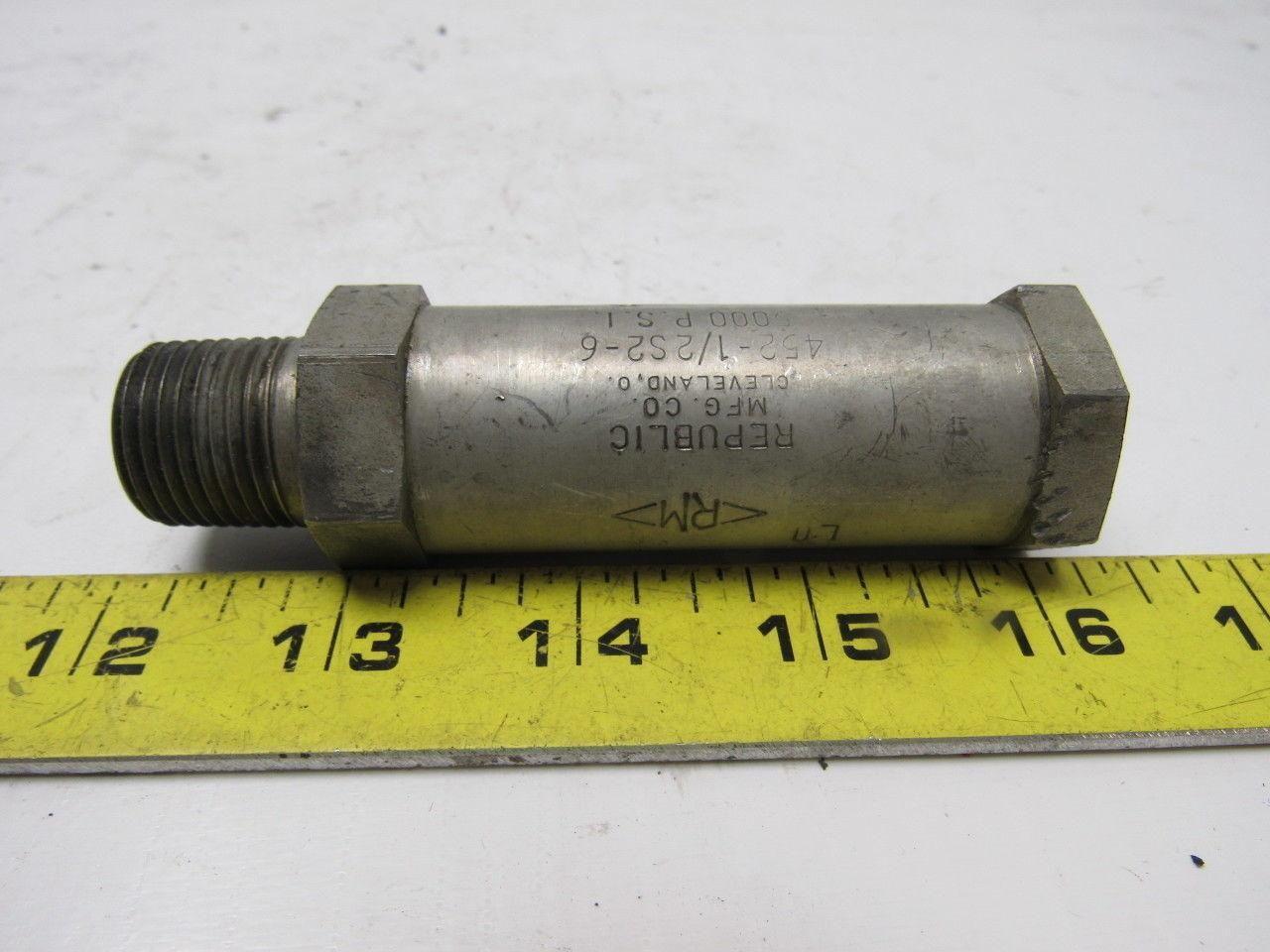 REPUBLIC 452-1/2S2-6 5000PSI Check Valve 1/2" M&F Ends Lot/2