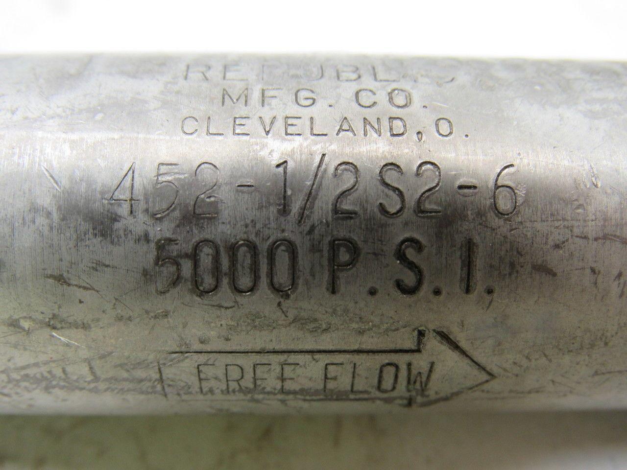 REPUBLIC 452-1/2S2-6 5000PSI Check Valve 1/2" M&F Ends Lot/2