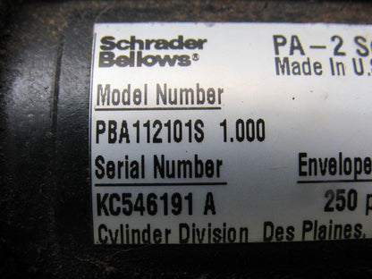 Schrader Bellows PBA112101S Double Ended Pneumatic Cylinder 1" Bore 1-1/2" Strok