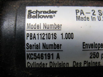 Schrader Bellows PBA112101S Double Ended Pneumatic Cylinder 1" Bore 1-1/2" Strok