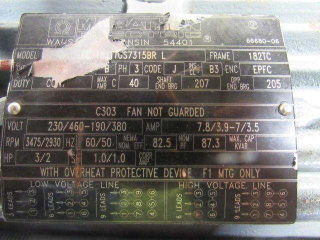 NASH MARATHON EC50L 3HP Circulating Pump & AC Motor 50/60Hz Tested!