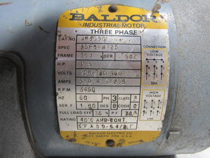 Baldor JM3550 1-1/2HP  Electric Motor 208-230/460V 3450 RPM 3PH 56J Frame