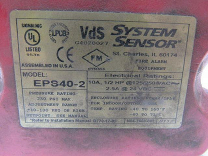 System Sensor EPS40-2 Adjustable Pressure Switch