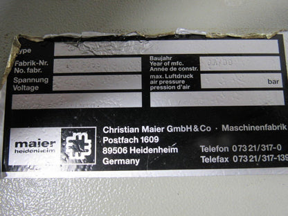 Maier Heidenheim 1192059 KEW External Process Cooling Heat Exchange Unit