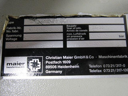 Maier Heidenheim 1192059 KEW External Process Cooling Heat Exchange Unit