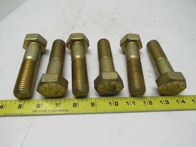 Grade 9 Hex Head Cap Screw 1"-8x4" UNC  Zinc Yellow Fastener Finish Steel