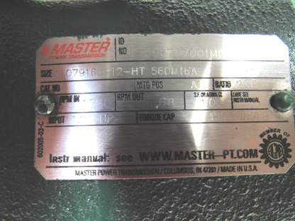 Master Power Transmission 56DM16A Inline Gearbox 25.6:1 Reducer 1.4Hp 68rpm 56C