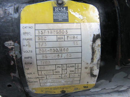 R & M Materials Handling 1/3HP Special Use Electric Motor 208-230/460V 56C Frame