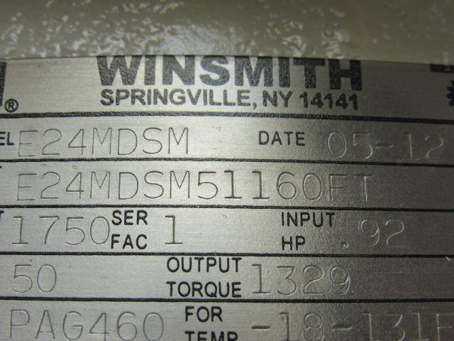 Winsmith E24MDSM51160FT Worm Gear Speed Reducer Hollow Output Shaft 50:1 Ratio