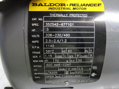 Baldor 35Z542-6771G1 1/2HP 3PH 208-230/460V 1140RPM Electric Motor