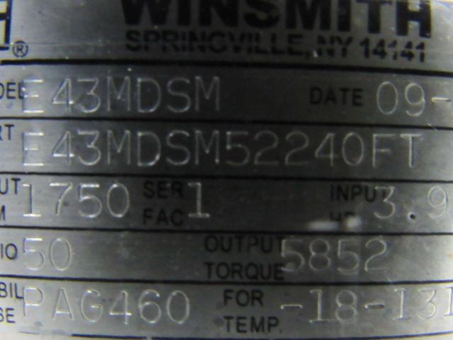 Winsmith E43MDSM52240FT Single Reduction 50:1 Ratio Gear Speed Reducer