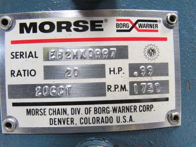 MORSE / LEESON 20GCT / C6T17NC2A 20:1 / 1/2HP Gearmotor 50/60Hz 3PH Cont. .99HP