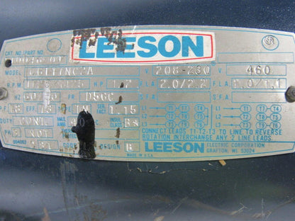 MORSE / LEESON 20GCT / C6T17NC2A 20:1 / 1/2HP Gearmotor 50/60Hz 3PH Cont. .99HP