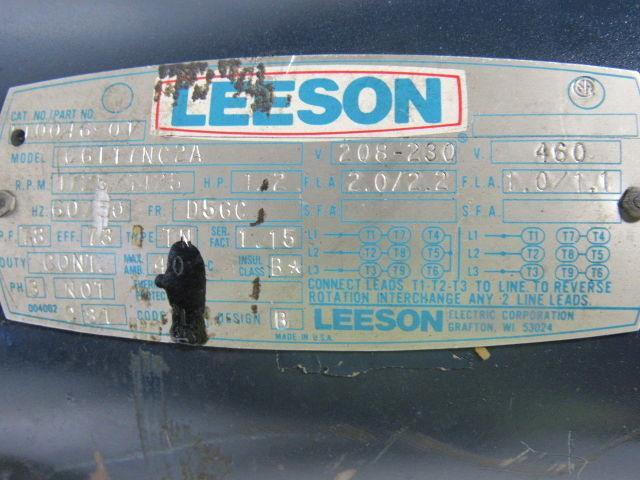 MORSE / LEESON 20GCT / C6T17NC2A 20:1 / 1/2HP Gearmotor 50/60Hz 3PH Cont. .99HP