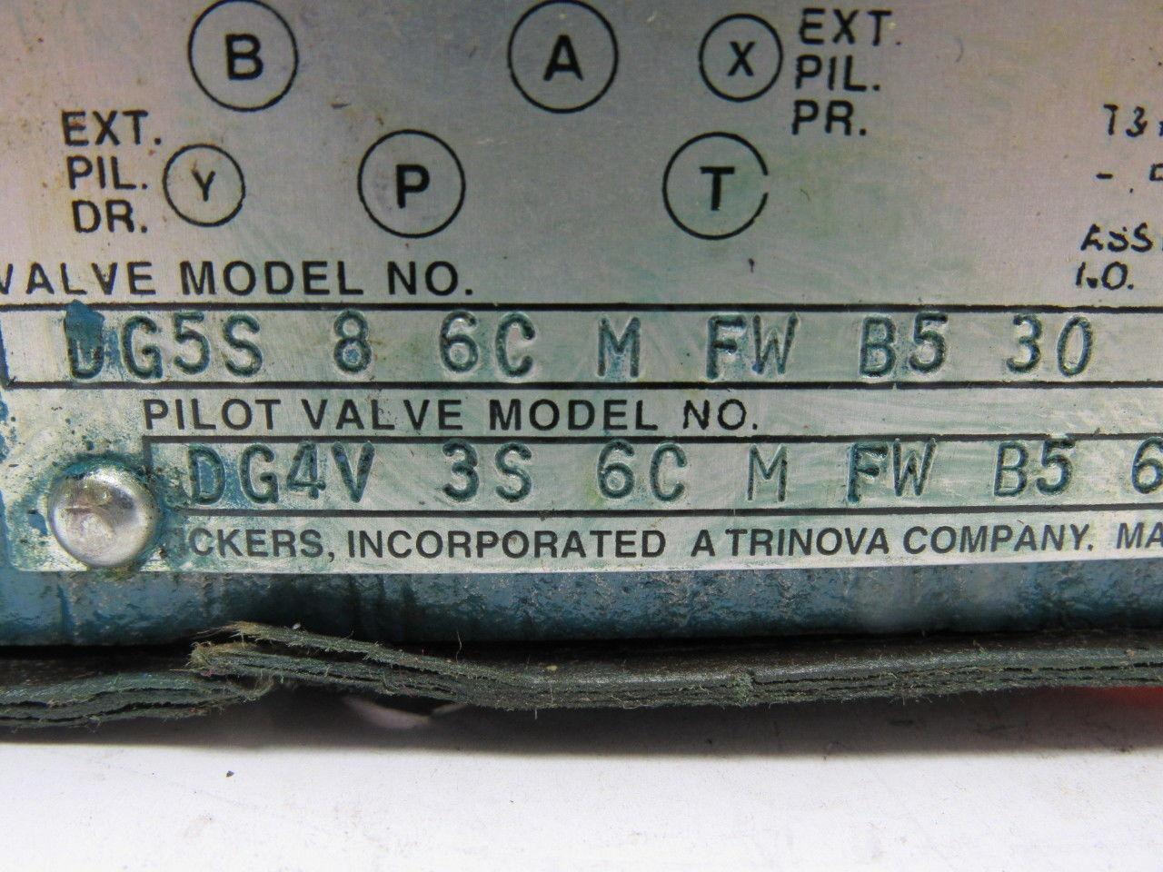 Vickers DG5S-8-6C-M-FW-B5-30 Hydraulic Valve W/DG4V-3S-6C-M-FW-B5-60 Pilot Valve