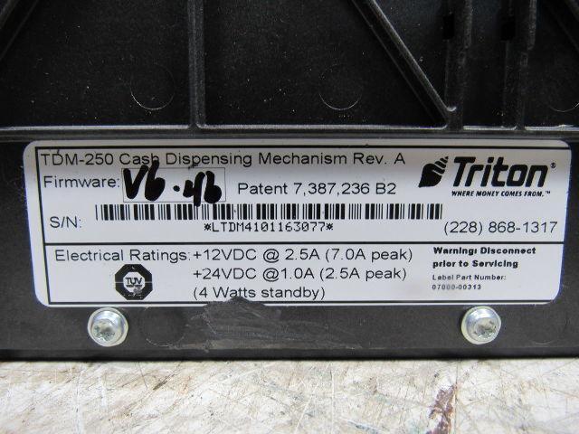 Triton TDM-250 Cash Dispensing Mechanism W/V6-46 Firmware