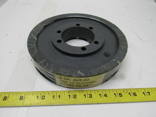 T.B. Woods 3V 8.3 SK 3 Groove 8" Pulley/Sheave SK Bushed Bore Solid Center